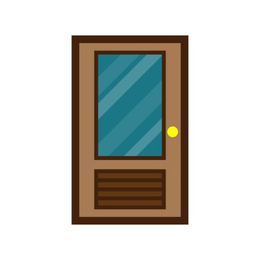 Tahta kapı önü. Vektör illüstrasyonu.