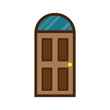Tahta kapı önü. Vektör illüstrasyonu.