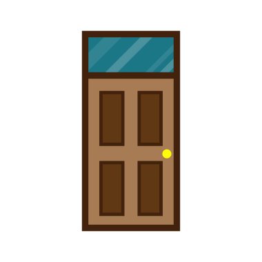 Tahta kapı önü. Vektör illüstrasyonu.