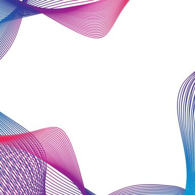 Beyaz arka planda gökkuşağı dalga çizgileri çerçevesi. Vektör illüstrasyonu.