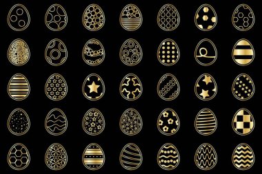 Altın Paskalya yumurtası seti. Vektör illüstrasyonu.
