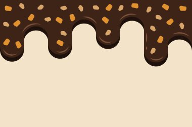 Çikolata ve badem çizgi filmi düşürür. Vektör illüstrasyonu.