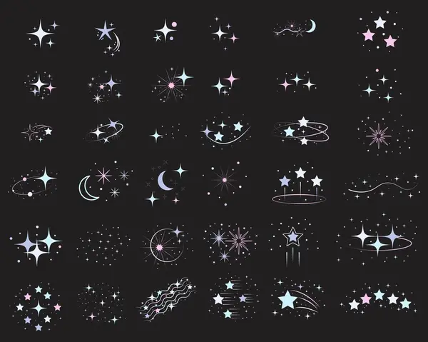 Pastel parıldayan yıldızlar basit bir set. Vektör illüstrasyonu.