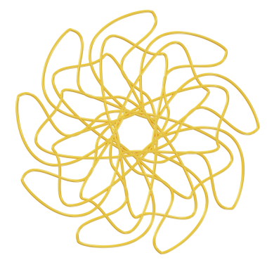 Altın çiçekli Spirograph ikonu. 3d oluşturma.