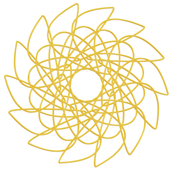 Altın çiçekli Spirograph ikonu. 3d oluşturma.