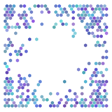 Mavi ve mor altıgenler, yarım ton rastgele arkaplan.