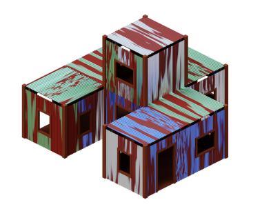 Eski çinko ev izometrik. 3d oluşturma.