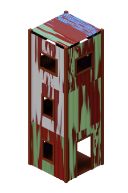 Eski çinko ev izometrik. 3d oluşturma.