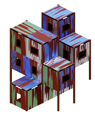 Eski çinko ev izometrik. 3d oluşturma.