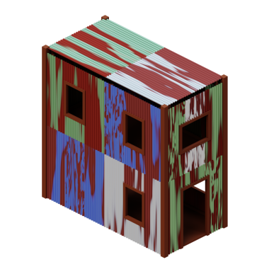 Eski çinko ev izometrik. 3d oluşturma.