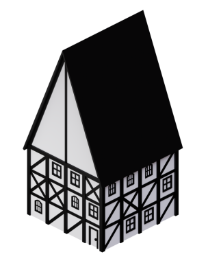 Beyaz ve siyah cadı evi. 3d oluşturma.