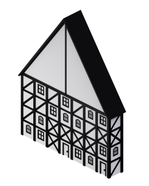 Beyaz ve siyah cadı evi. 3d oluşturma.