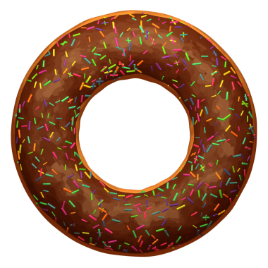 Üstü gökkuşağı şekerli çikolatalı çöreğin 3 boyutlu görüntüsü..