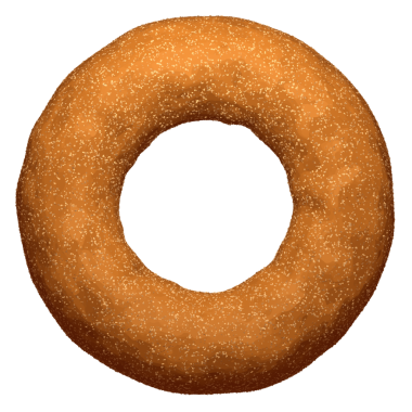 Üst görünümde bir şekerli çöreğin 3D görüntülenmesi.