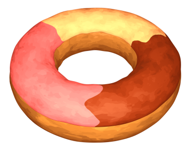 Çilekli, çikolatalı ve vanilyalı bir donut..