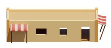 Desert House 'un izometrik ön görüntüsü. 3d oluşturma.