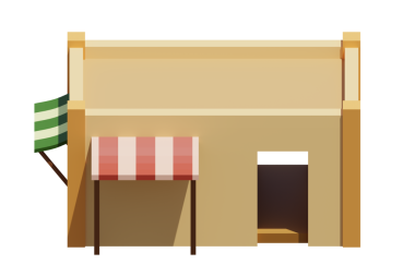 Desert House 'un izometrik ön görüntüsü. 3d oluşturma.