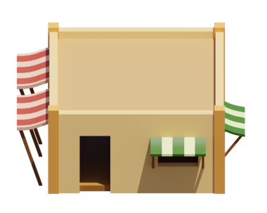 Desert House 'un izometrik ön görüntüsü. 3d oluşturma.