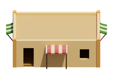 Desert House 'un izometrik ön görüntüsü. 3d oluşturma.