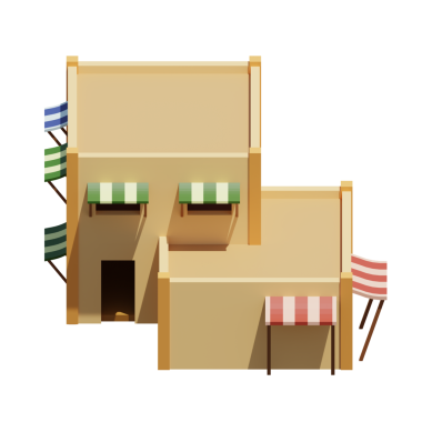 Desert House 'un izometrik ön görüntüsü. 3d oluşturma.