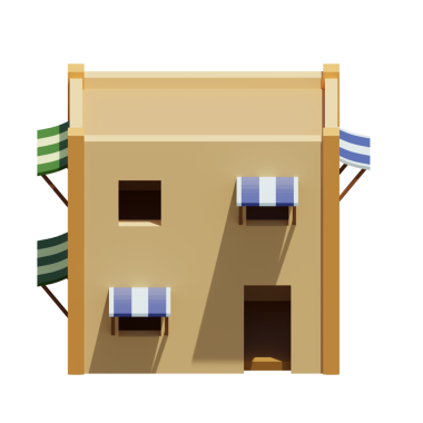 Desert House 'un izometrik ön görüntüsü. 3d oluşturma.