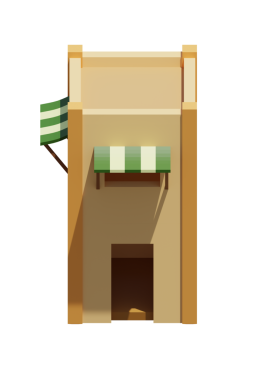 Desert House 'un izometrik ön görüntüsü. 3d oluşturma.