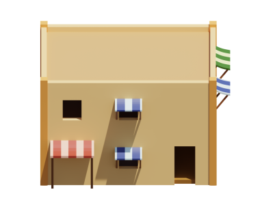 Desert House 'un izometrik ön görüntüsü. 3d oluşturma.