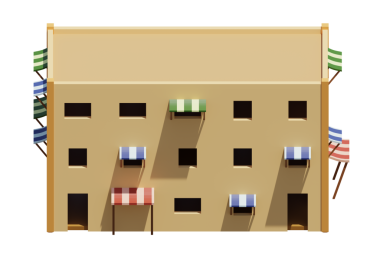 Desert House 'un izometrik ön görüntüsü. 3d oluşturma.