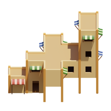 Desert House 'un izometrik ön görüntüsü. 3d oluşturma.