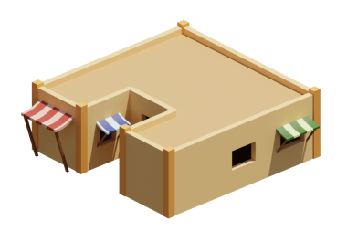 Desert House izometrik. 3d oluşturma.