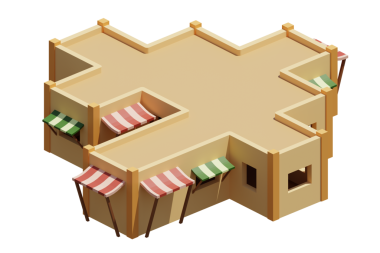 Desert House izometrik. 3d oluşturma.