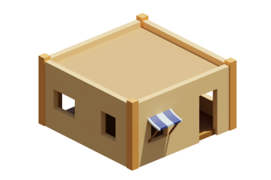 Desert House izometrik. 3d oluşturma.
