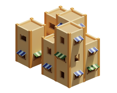 Desert House izometrik. 3d oluşturma.