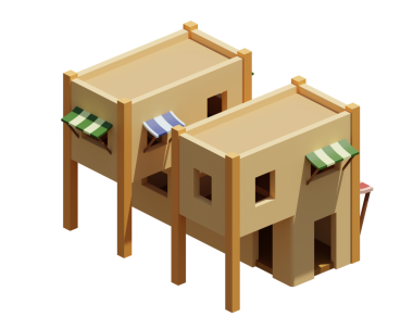 Desert House izometrik. 3d oluşturma.