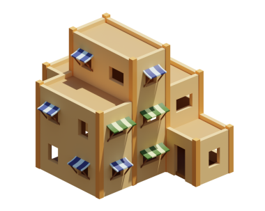 Desert House izometrik. 3d oluşturma.
