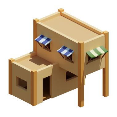 Desert House izometrik. 3d oluşturma.