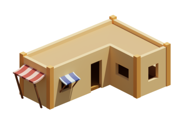 Desert House izometrik. 3d oluşturma.