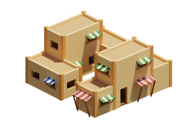 Desert House izometrik. 3d oluşturma.