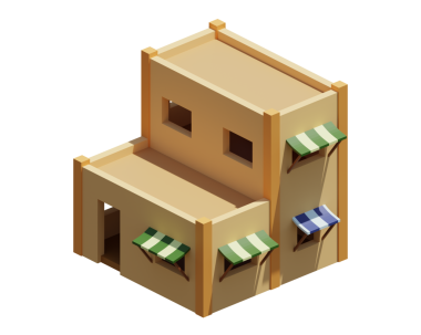 Desert House izometrik. 3d oluşturma.