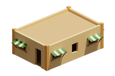 Desert House izometrik. 3d oluşturma.