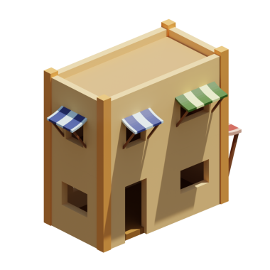 Desert House izometrik. 3d oluşturma.