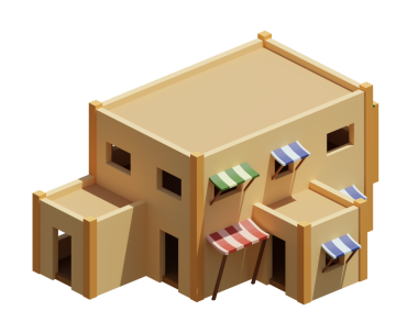 Desert House izometrik. 3d oluşturma.