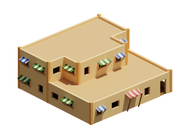 Desert House izometrik. 3d oluşturma.