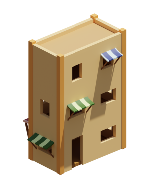 Desert House izometrik. 3d oluşturma.