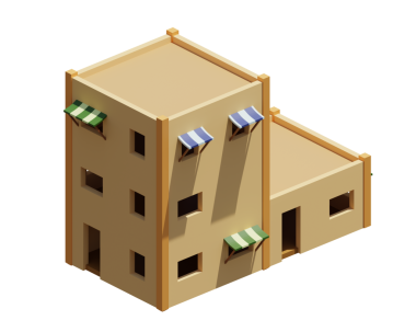 Desert House izometrik. 3d oluşturma.