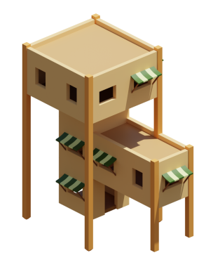 Desert House izometrik. 3d oluşturma.