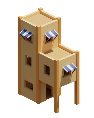 Desert House izometrik. 3d oluşturma.