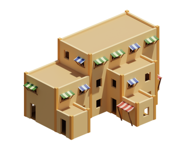 Desert House izometrik. 3d oluşturma.