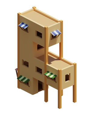 Desert House izometrik. 3d oluşturma.