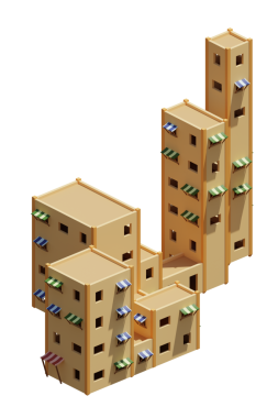 Desert House izometrik. 3d oluşturma.